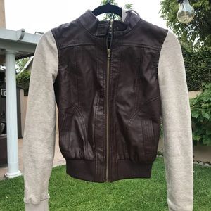 Faux leather and cotton jacket